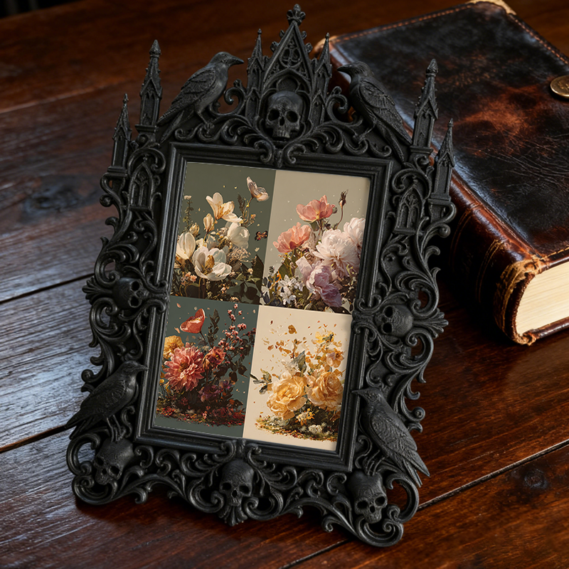 Customer-approved-pick Gothic Dark-style Photo Frame | Vampire Masquerade Party Table Centerpiece Decor, Photo Ornament, Dual-use Display, S