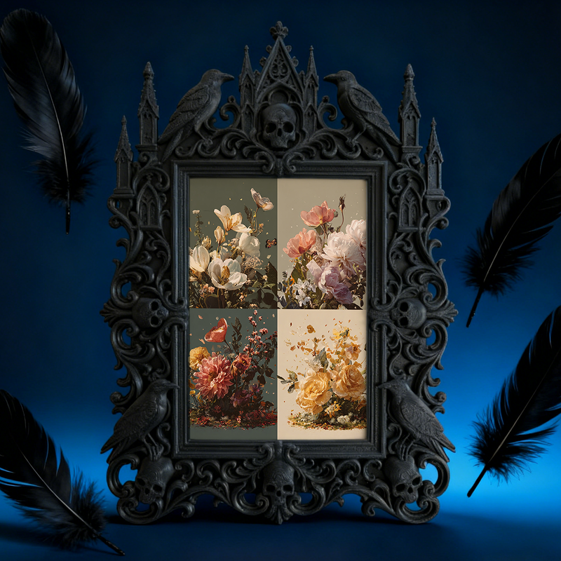 Customer-approved-pick Gothic Dark-style Photo Frame | Vampire Masquerade Party Table Centerpiece Decor, Photo Ornament, Dual-use Display, S