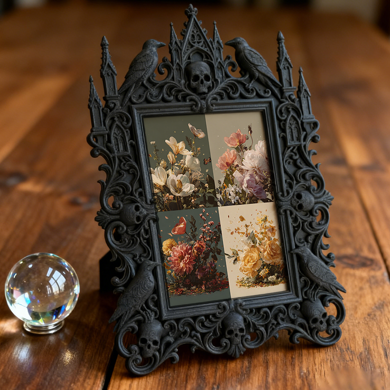 Customer-approved-pick Gothic Dark-style Photo Frame | Vampire Masquerade Party Table Centerpiece Decor, Photo Ornament, Dual-use Display, S