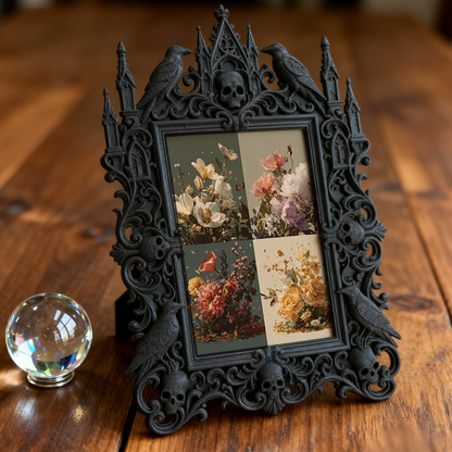 Customer-approved-pick Gothic Dark-style Photo Frame | Vampire Masquerade Party Table Centerpiece Decor, Photo Ornament, Dual-use Display, S