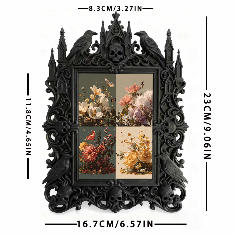 Customer-approved-pick Gothic Dark-style Photo Frame | Vampire Masquerade Party Table Centerpiece Decor, Photo Ornament, Dual-use Display, S