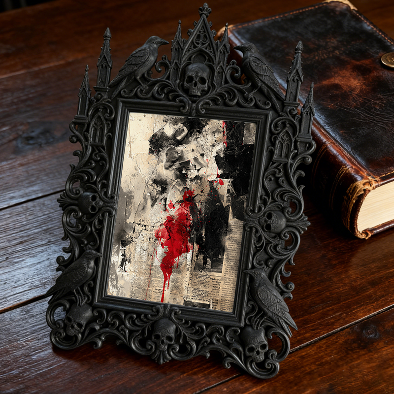 Rare-find-gothic Dark-style Photo Frame | Werewolf Cosplay Group Photo Booth Backdrop Decor, Photo Ornament, Wall/Table Dual-use, Rus