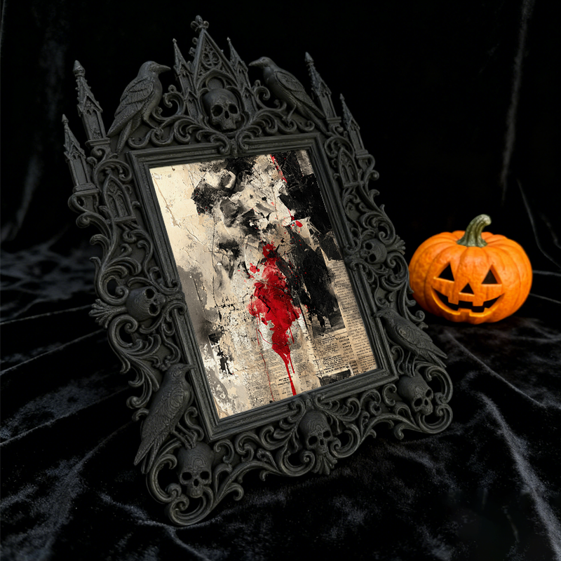 Rare-find-gothic Dark-style Photo Frame | Werewolf Cosplay Group Photo Booth Backdrop Decor, Photo Ornament, Wall/Table Dual-use, Rus