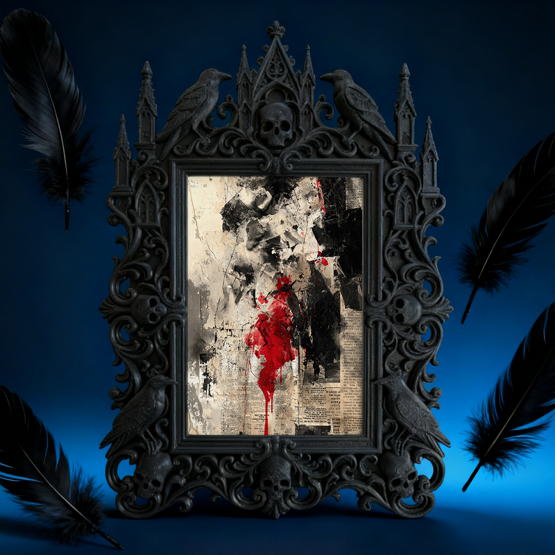 Rare-find-gothic Dark-style Photo Frame | Werewolf Cosplay Group Photo Booth Backdrop Decor, Photo Ornament, Wall/Table Dual-use, Rus