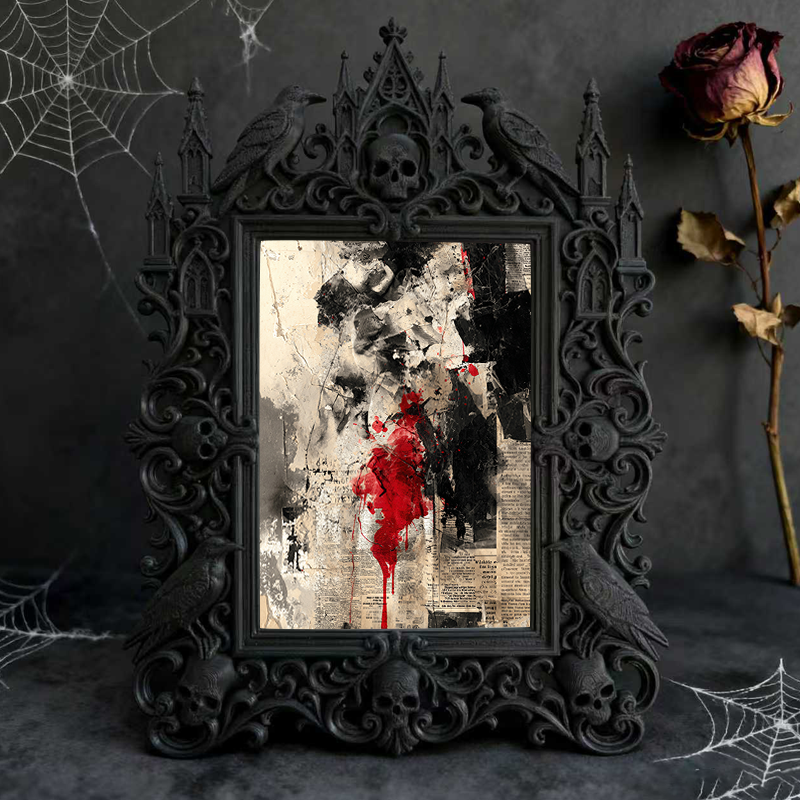 Rare-find-gothic Dark-style Photo Frame | Werewolf Cosplay Group Photo Booth Backdrop Decor, Photo Ornament, Wall/Table Dual-use, Rus