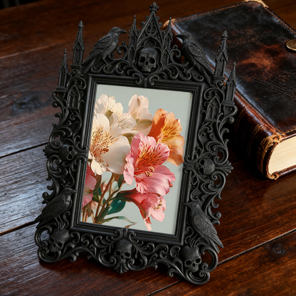TikTok-viral Gothic Dark-style Photo Frame | Gothic Handmade Scented Candle Shop Decor, Photo Ornament, Wall-mountable & Tabletop, Plastic F