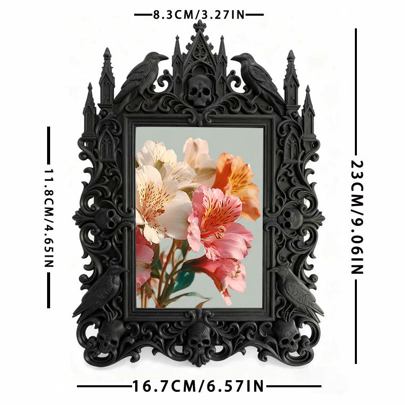TikTok-viral Gothic Dark-style Photo Frame | Gothic Handmade Scented Candle Shop Decor, Photo Ornament, Wall-mountable & Tabletop, Plastic F