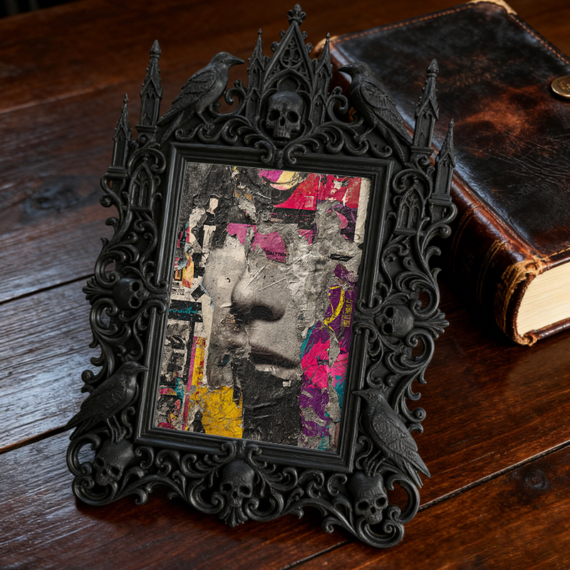 Shop-top-seller Gothic Dark-style Photo Frame | Vampire-themed Escape Room Puzzle Corner Decor, Photo Ornament, Wall-mountable & Tabletop, L