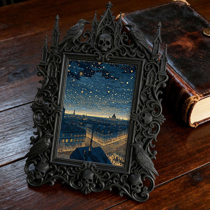 Bestselling-now Gothic Dark-style Photo Frame | Witchy Crystal Point Display Shop Decor, Photo Ornament, Dual-use Display, Retro Plastic Fra