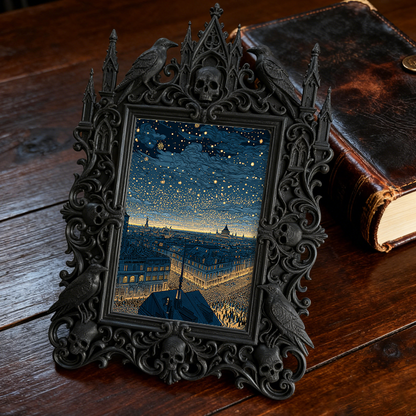 Bestselling-now Gothic Dark-style Photo Frame | Witchy Crystal Point Display Shop Decor, Photo Ornament, Dual-use Display, Retro Plastic Fra