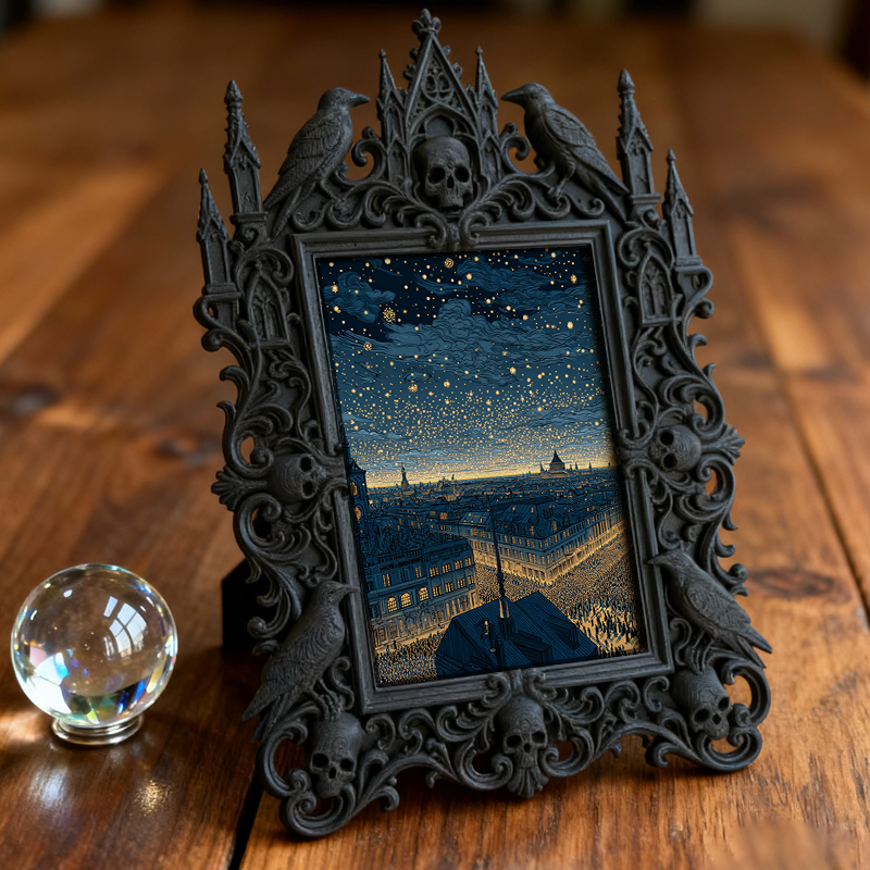 Bestselling-now Gothic Dark-style Photo Frame | Witchy Crystal Point Display Shop Decor, Photo Ornament, Dual-use Display, Retro Plastic Fra