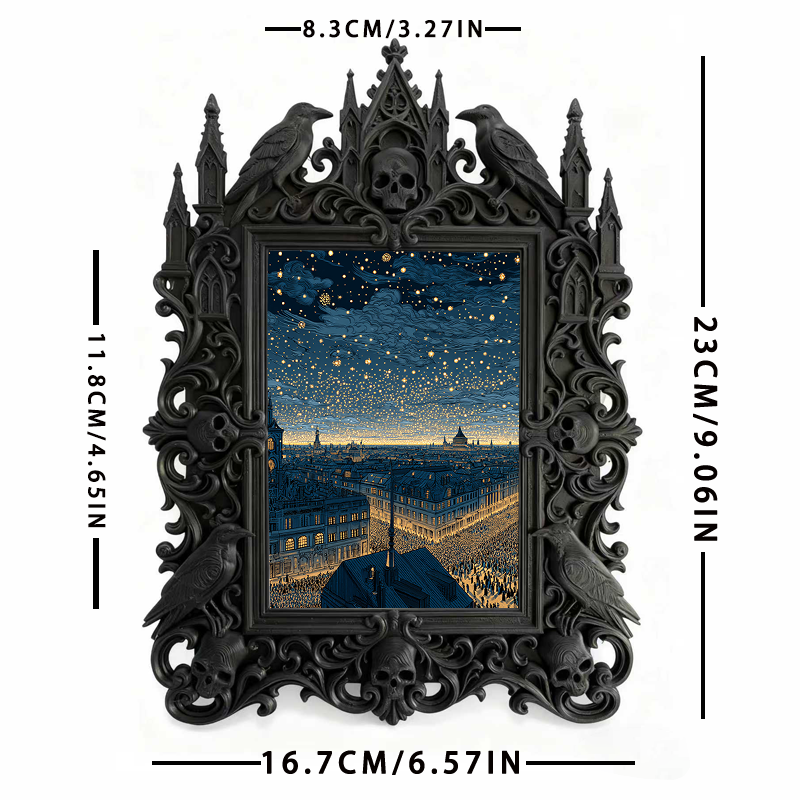 Bestselling-now Gothic Dark-style Photo Frame | Witchy Crystal Point Display Shop Decor, Photo Ornament, Dual-use Display, Retro Plastic Fra