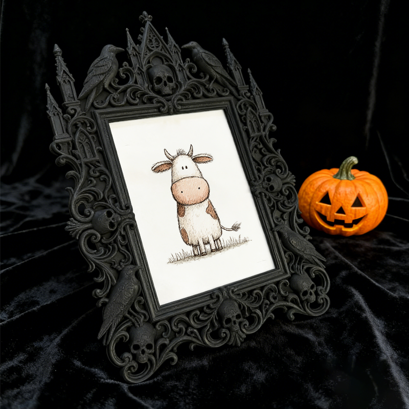 Must-grab Gothic Dark-style Photo Frame | Horror Themed Storytelling Night Backdrop Decor, Photo Ornament, Wall-mountable & Tabletop, Slim F