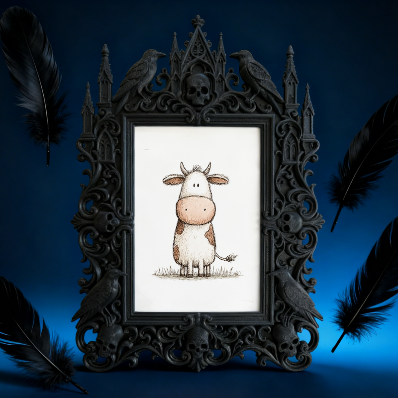 Must-grab Gothic Dark-style Photo Frame | Horror Themed Storytelling Night Backdrop Decor, Photo Ornament, Wall-mountable & Tabletop, Slim F