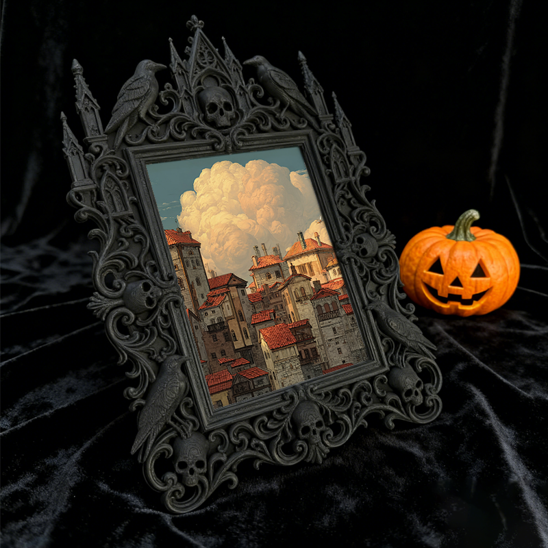 Exclusive-drop Gothic Dark-style Photo Frame | Occult Tarot Card Storage Box Shop Decor, Photo Ornament, Wall-mountable & Tabletop, Collecti