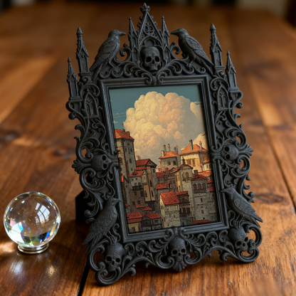 Exclusive-drop Gothic Dark-style Photo Frame | Occult Tarot Card Storage Box Shop Decor, Photo Ornament, Wall-mountable & Tabletop, Collecti