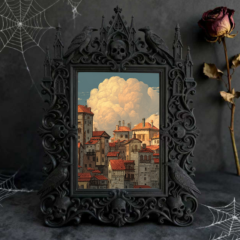 Exclusive-drop Gothic Dark-style Photo Frame | Occult Tarot Card Storage Box Shop Decor, Photo Ornament, Wall-mountable & Tabletop, Collecti