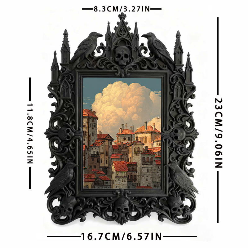Exclusive-drop Gothic Dark-style Photo Frame | Occult Tarot Card Storage Box Shop Decor, Photo Ornament, Wall-mountable & Tabletop, Collecti