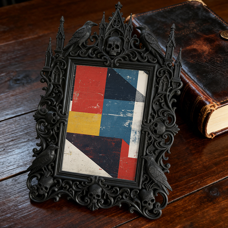 Rare-gem Gothic Dark-style Photo Frame | Werewolf-themed Mountain Cabin Dining Room Decor, Photo Ornament, Wall/Table Dual-use, Rustic Frame