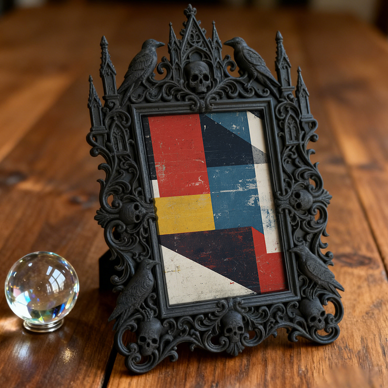 Rare-gem Gothic Dark-style Photo Frame | Werewolf-themed Mountain Cabin Dining Room Decor, Photo Ornament, Wall/Table Dual-use, Rustic Frame