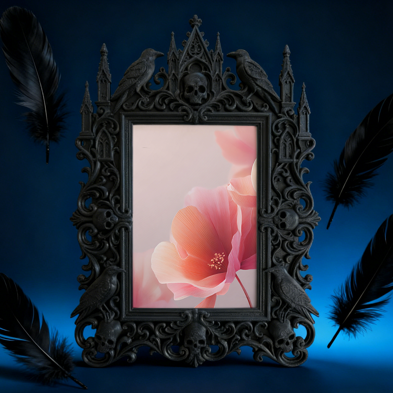 Reel-trending Gothic Dark-style Photo Frame | Gothic Eyebrow Lamination Studio Display Decor, Photo Ornament, Wall-mountable & Tabletop, Hig