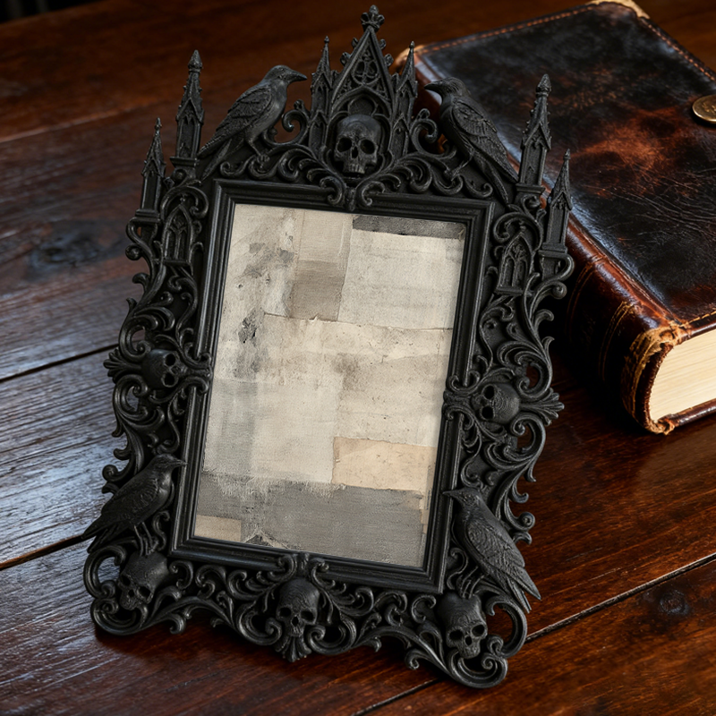 Luxe-dark Gothic Dark-style Photo Frame | Dark Calligraphy Ink Stick Shop Decor, Photo Ornament, Wall-mountable & Tabletop, Practical Frame