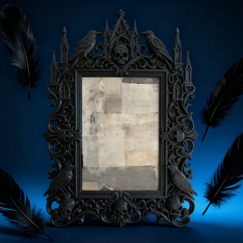 Luxe-dark Gothic Dark-style Photo Frame | Dark Calligraphy Ink Stick Shop Decor, Photo Ornament, Wall-mountable & Tabletop, Practical Frame