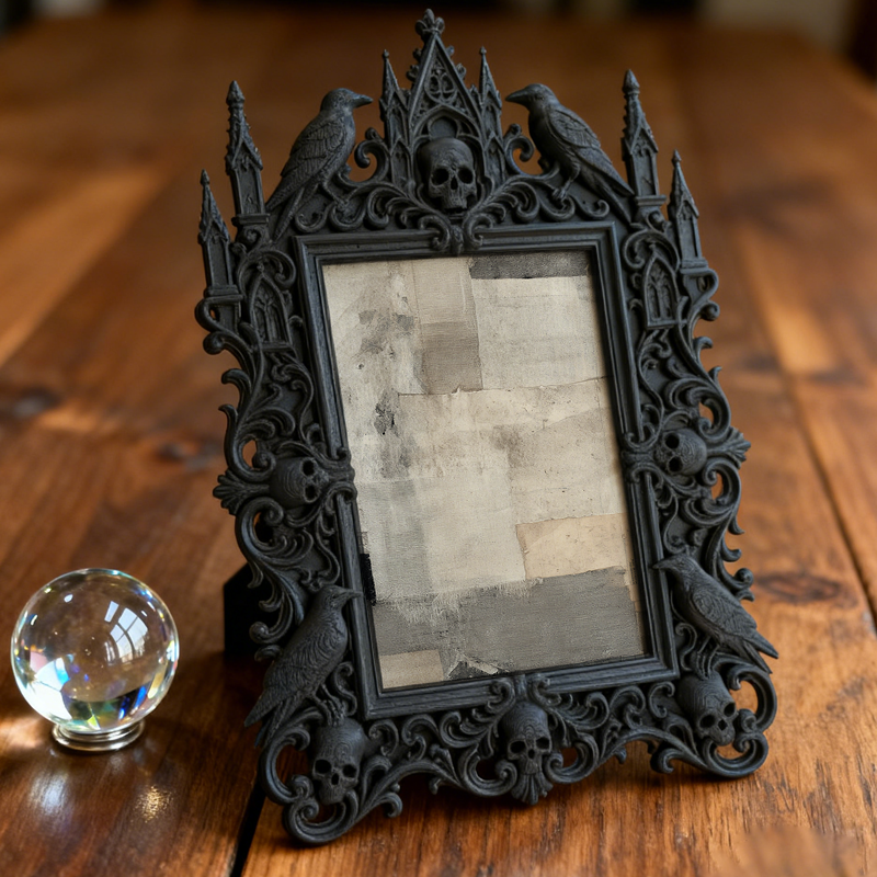 Luxe-dark Gothic Dark-style Photo Frame | Dark Calligraphy Ink Stick Shop Decor, Photo Ornament, Wall-mountable & Tabletop, Practical Frame