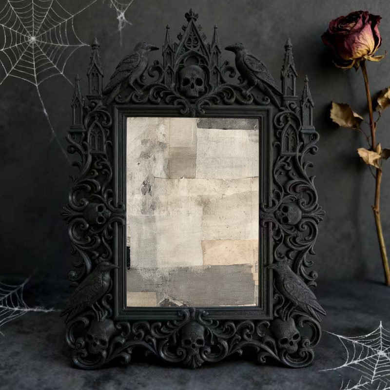 Luxe-dark Gothic Dark-style Photo Frame | Dark Calligraphy Ink Stick Shop Decor, Photo Ornament, Wall-mountable & Tabletop, Practical Frame