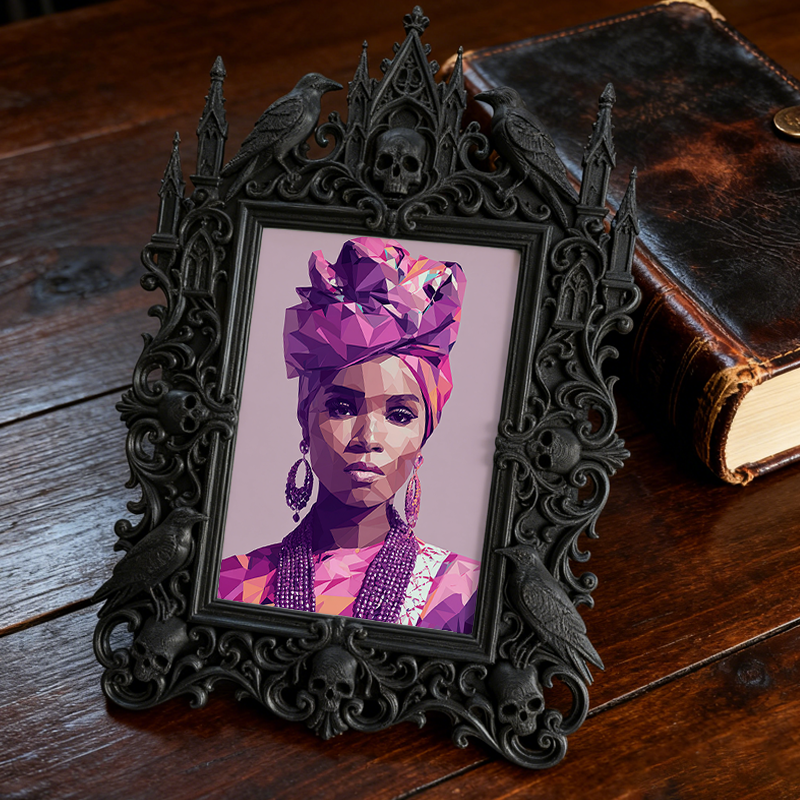 One-of-a-kind Gothic Dark-style Photo Frame | Witchy Herbal Bath Bomb Display Shop Decor, Photo Ornament, Wall-mountable & Tabletop, Portabl