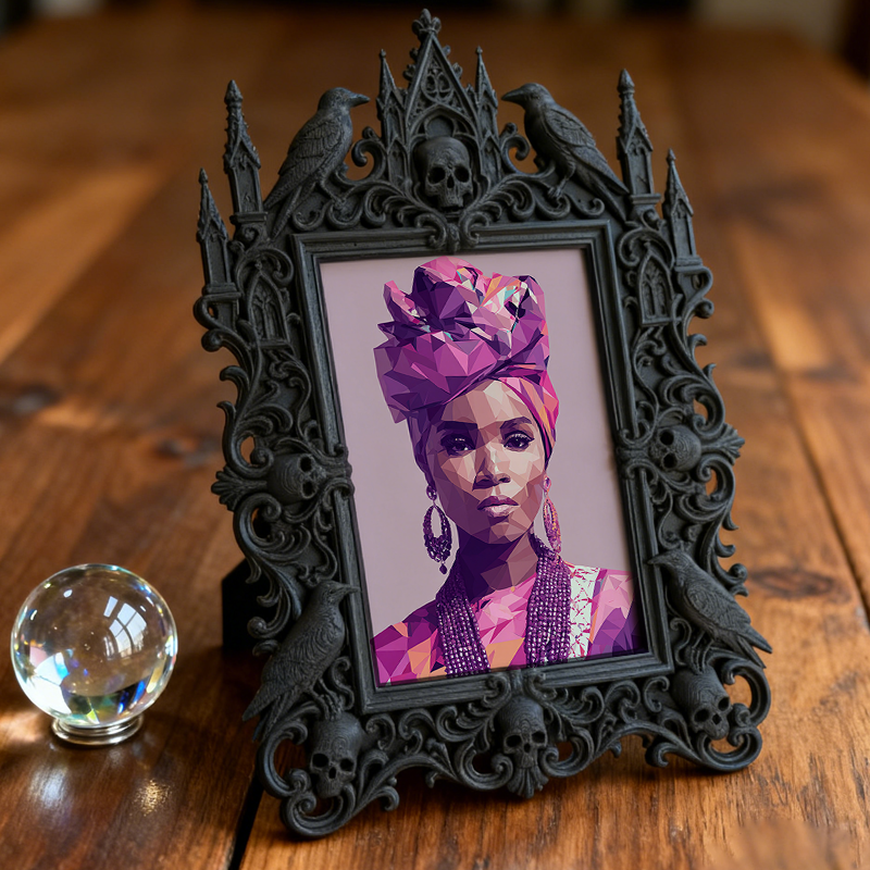 One-of-a-kind Gothic Dark-style Photo Frame | Witchy Herbal Bath Bomb Display Shop Decor, Photo Ornament, Wall-mountable & Tabletop, Portabl