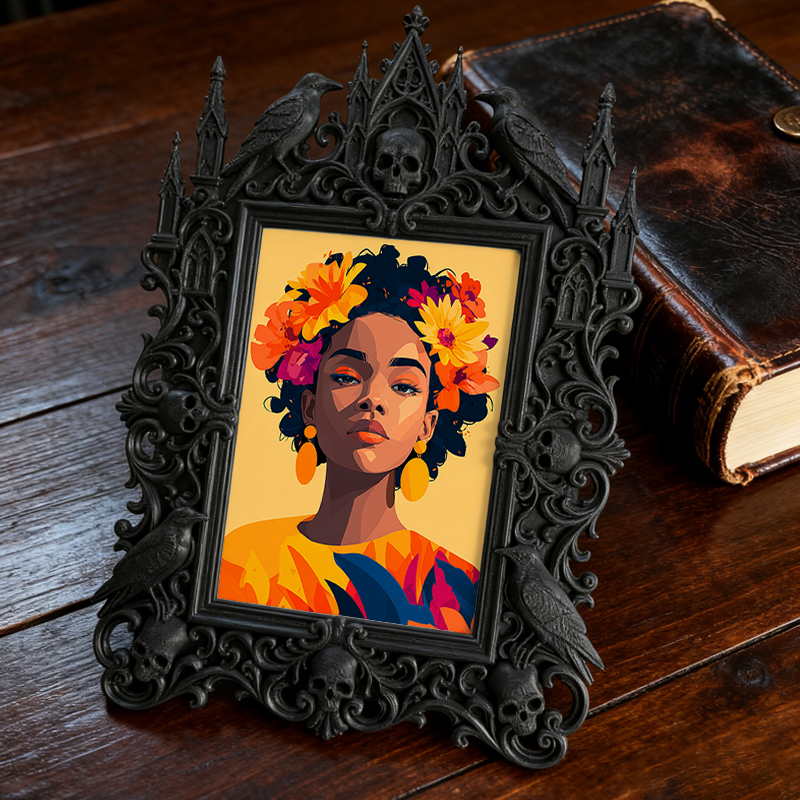 Sturdy-built Gothic Dark-style Photo Frame | Gothic Custom Leather Wallet Shop Decor, Photo Ornament, Dual-use Display, Wear-resistant Frame