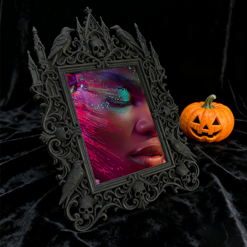 Bold-eye-catching Gothic Dark-style Photo Frame | Dark Fantasy Board Game Piece Shop Decor, Photo Ornament, Wall-mountable & Tabletop, Creat