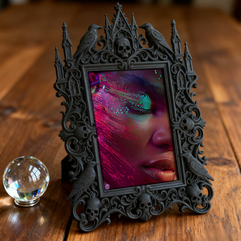 Bold-eye-catching Gothic Dark-style Photo Frame | Dark Fantasy Board Game Piece Shop Decor, Photo Ornament, Wall-mountable & Tabletop, Creat
