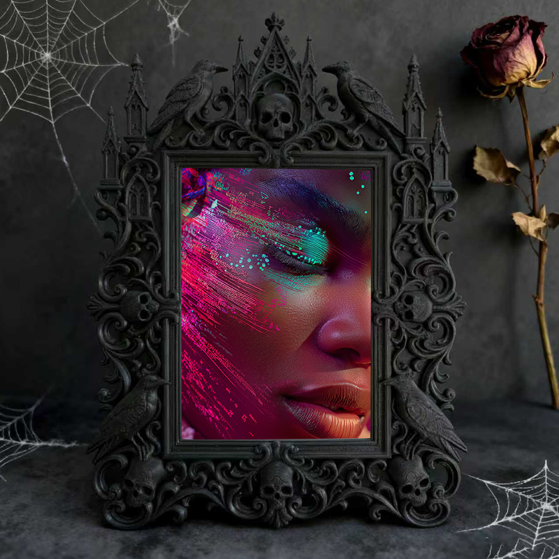 Bold-eye-catching Gothic Dark-style Photo Frame | Dark Fantasy Board Game Piece Shop Decor, Photo Ornament, Wall-mountable & Tabletop, Creat