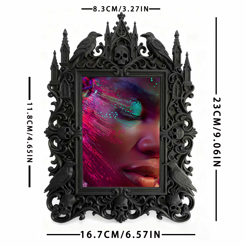 Bold-eye-catching Gothic Dark-style Photo Frame | Dark Fantasy Board Game Piece Shop Decor, Photo Ornament, Wall-mountable & Tabletop, Creat