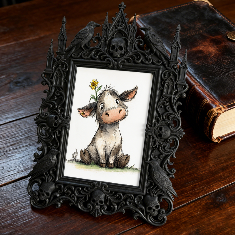 Cute-spooky Gothic Dark-style Photo Frame | Gothic Pet Halloween Pumpkin Costume Display Decor, Photo Ornament, Dual-use Display, Cute Frame