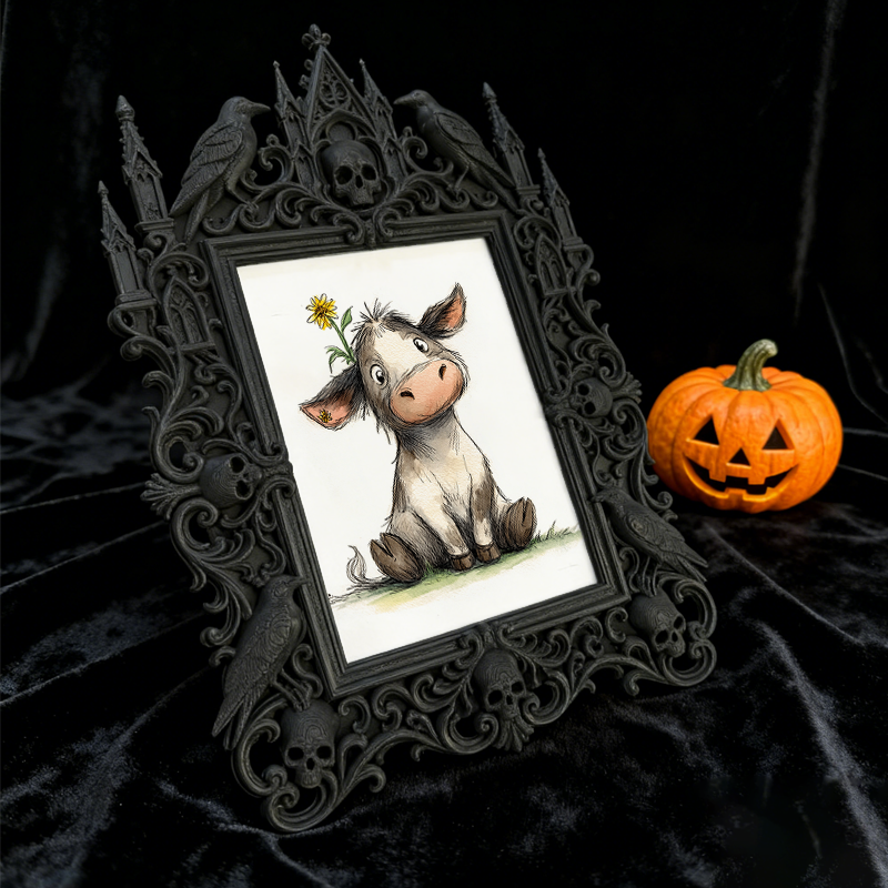 Cute-spooky Gothic Dark-style Photo Frame | Gothic Pet Halloween Pumpkin Costume Display Decor, Photo Ornament, Dual-use Display, Cute Frame