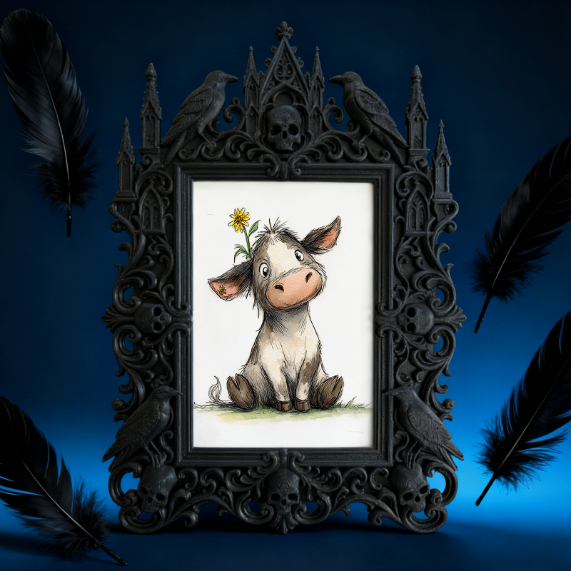 Cute-spooky Gothic Dark-style Photo Frame | Gothic Pet Halloween Pumpkin Costume Display Decor, Photo Ornament, Dual-use Display, Cute Frame