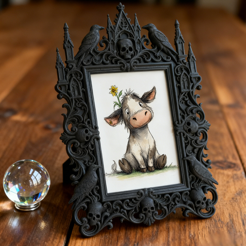 Cute-spooky Gothic Dark-style Photo Frame | Gothic Pet Halloween Pumpkin Costume Display Decor, Photo Ornament, Dual-use Display, Cute Frame