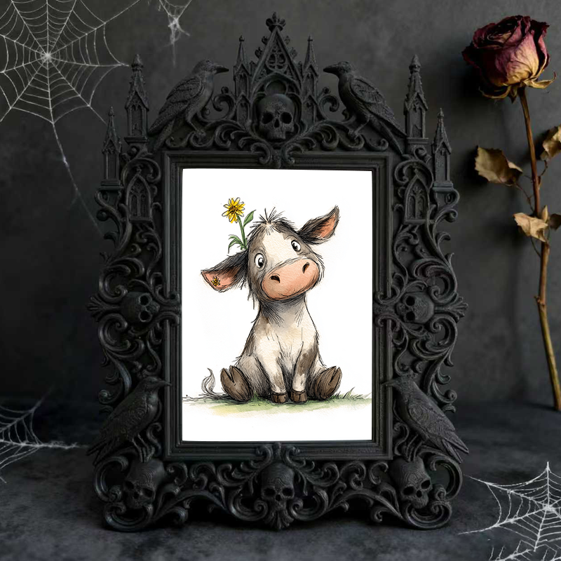 Cute-spooky Gothic Dark-style Photo Frame | Gothic Pet Halloween Pumpkin Costume Display Decor, Photo Ornament, Dual-use Display, Cute Frame