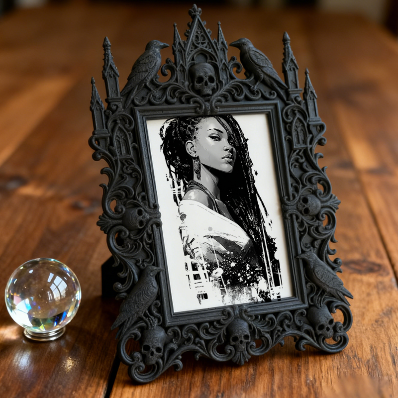 TikTok-famous Gothic Dark-style Photo Frame | Gothic Handmade Soap Mold Display Shop Decor, Photo Ornament, Wall-mountable & Tabletop, Plast