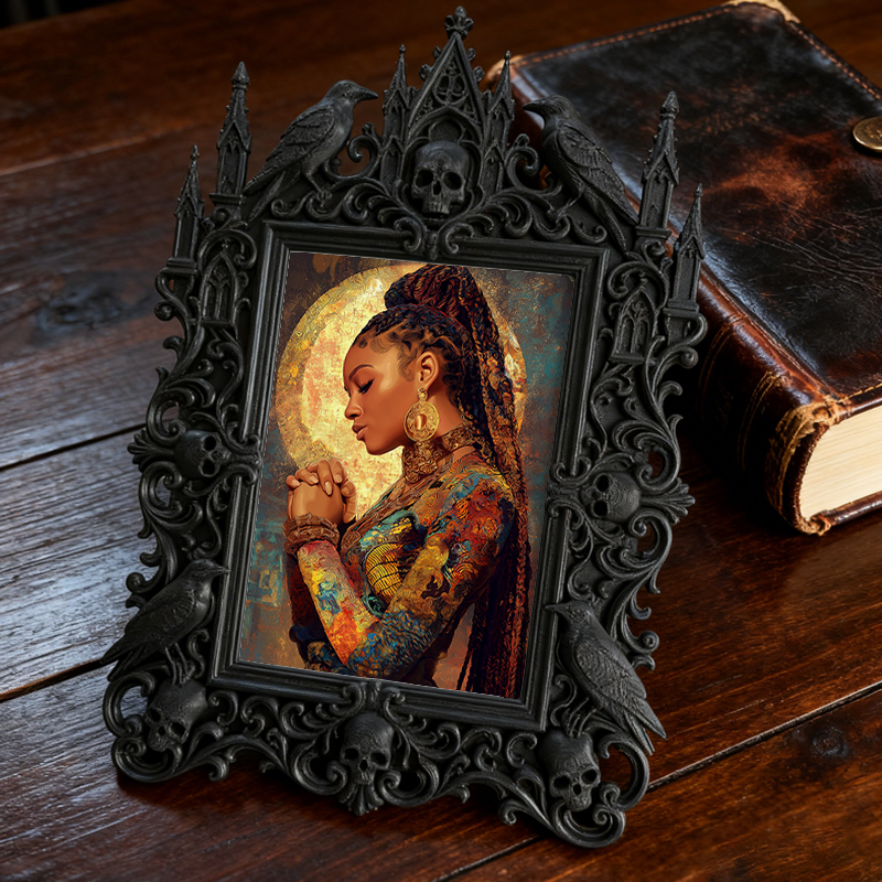 Insta-trending Gothic Dark-style Photo Frame | Dark Academia Student Art Portfolio Display Decor, Photo Ornament, Wall/Table Dual-use, Durab