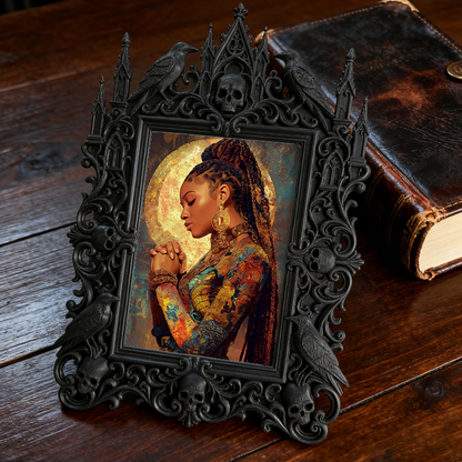 Insta-trending Gothic Dark-style Photo Frame | Dark Academia Student Art Portfolio Display Decor, Photo Ornament, Wall/Table Dual-use, Durab
