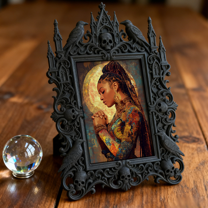 Insta-trending Gothic Dark-style Photo Frame | Dark Academia Student Art Portfolio Display Decor, Photo Ornament, Wall/Table Dual-use, Durab