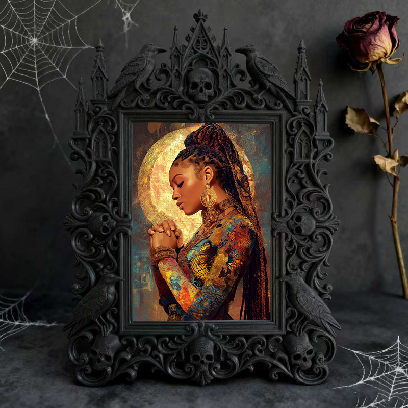 Insta-trending Gothic Dark-style Photo Frame | Dark Academia Student Art Portfolio Display Decor, Photo Ornament, Wall/Table Dual-use, Durab