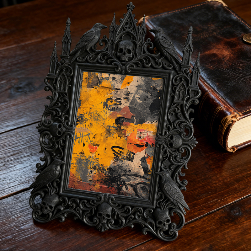Shop-favorite Gothic Dark-style Photo Frame | Halloween Haunted Farmhouse Photo Booth Decor, Photo Ornament, Wall-mountable & Tabletop, Ligh