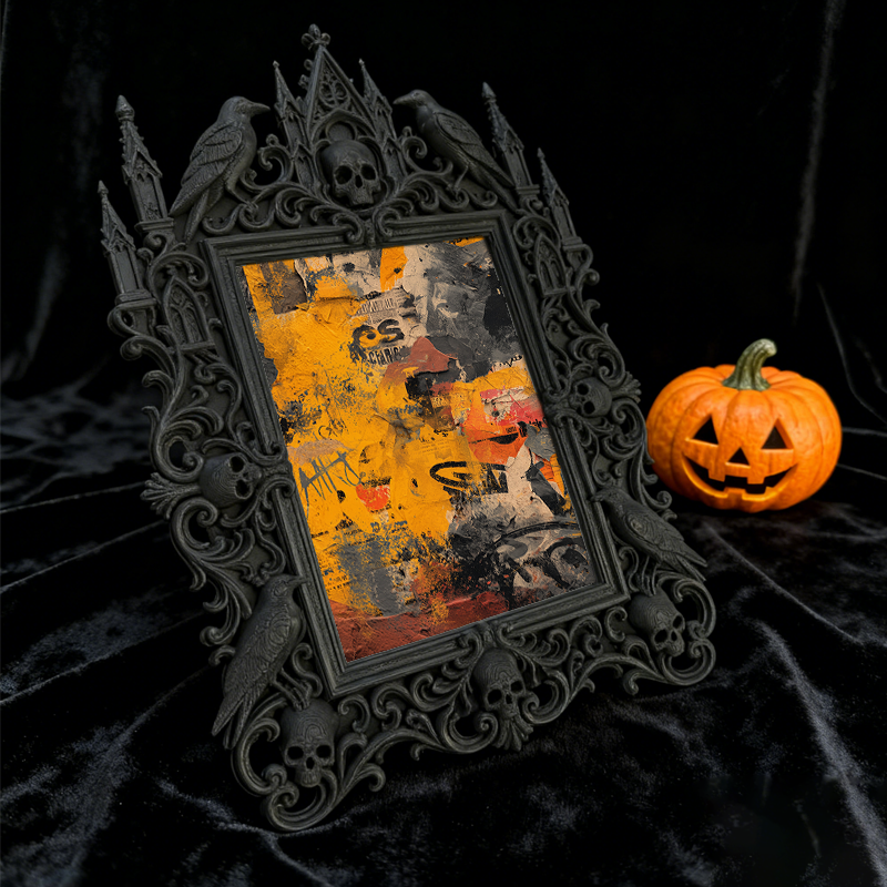 Shop-favorite Gothic Dark-style Photo Frame | Halloween Haunted Farmhouse Photo Booth Decor, Photo Ornament, Wall-mountable & Tabletop, Ligh
