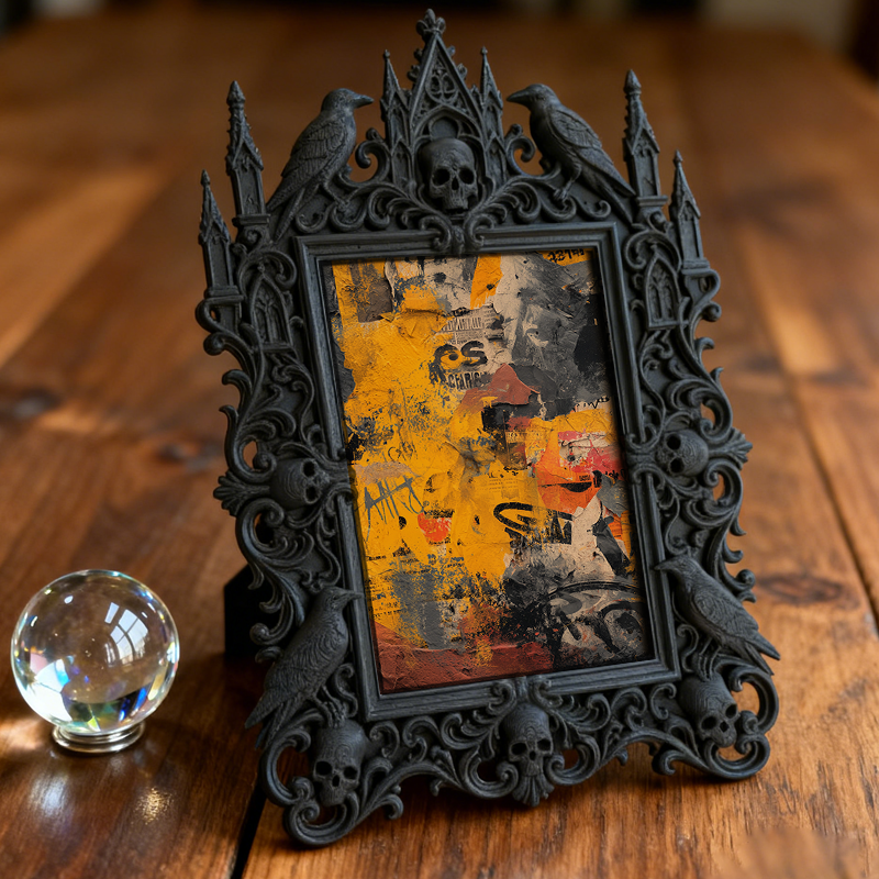 Shop-favorite Gothic Dark-style Photo Frame | Halloween Haunted Farmhouse Photo Booth Decor, Photo Ornament, Wall-mountable & Tabletop, Ligh