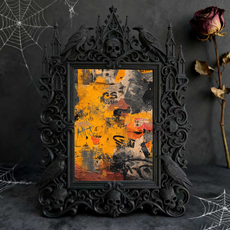 Shop-favorite Gothic Dark-style Photo Frame | Halloween Haunted Farmhouse Photo Booth Decor, Photo Ornament, Wall-mountable & Tabletop, Ligh